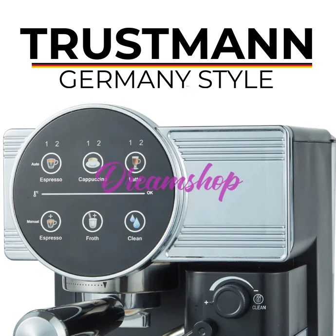 Machine à café et Lait inox 5 en1 Multi Capsules 1350W 20 Bar TRUSTMANN® TM-CM-002