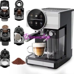 Machine à café et Lait inox 5 en1 Multi Capsules 1350W 20 Bar TRUSTMANN® TM-CM-002