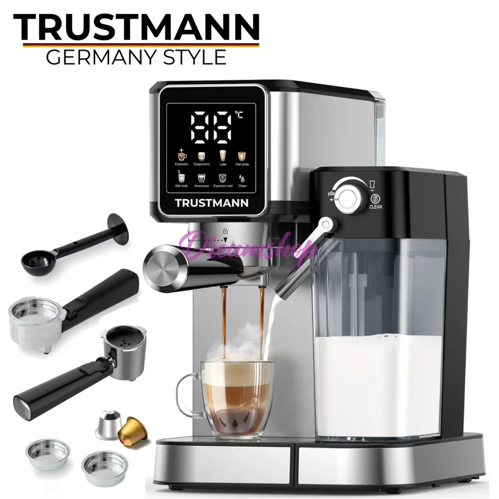 Machine à Café et lait inox 6 en 1 Multi Capsules 1350W 20 Bar TRUSTMANN TM-CM-003