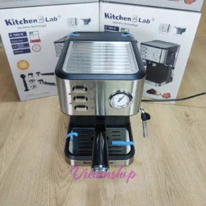 Cafetière inox a Bras 4 en 1 – 20 Bars 1050W 1.5L Café Poudre et MultiCaps KitchenLab KT-CM-001
